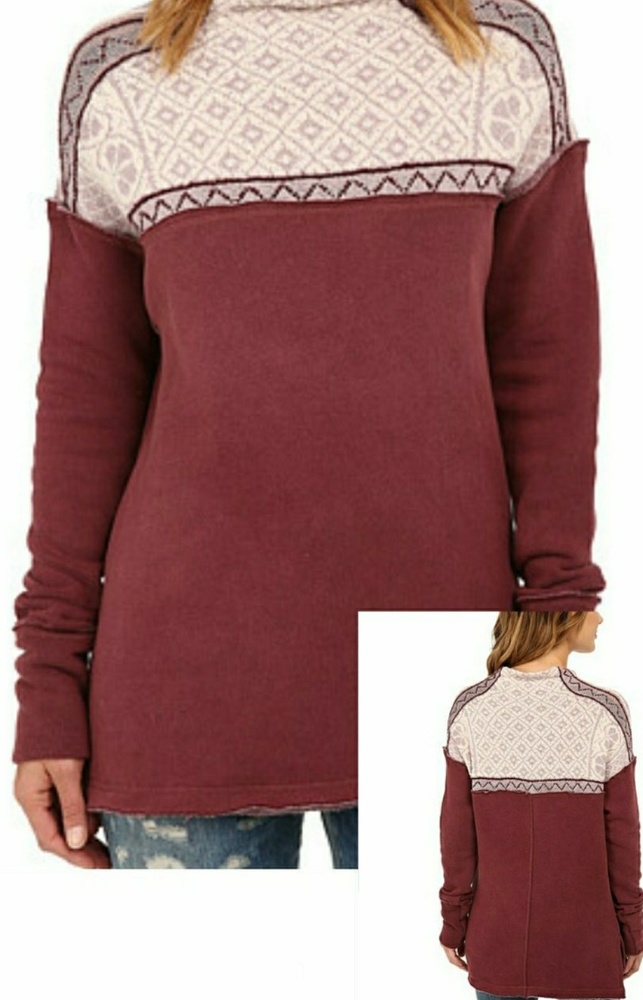 Free People Berry Combo Snowbunny Sweater NWT S